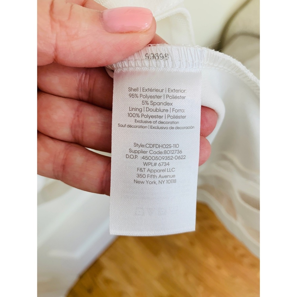 Calvin Klein Fit and Flare Sleeveless White Dress Mesh Bachelorette / Size 10-12 - Picture 16 of 16